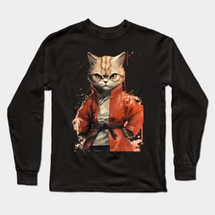 Cat Martial Arts Fighter Long Sleeve T-Shirt